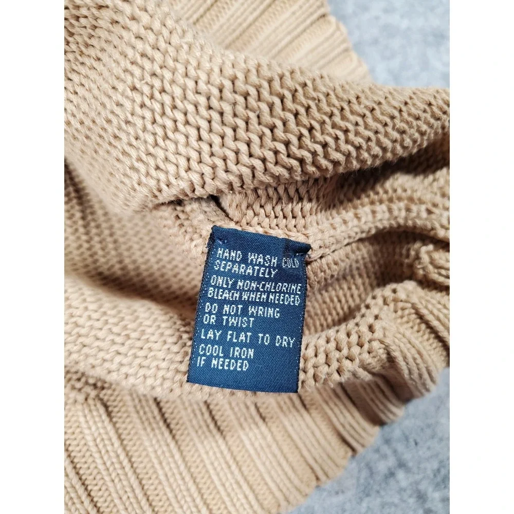Vintage Polo Ralph Lauren Sweater Vest Mens Med Beige V Neck Pony Knit Pullover
